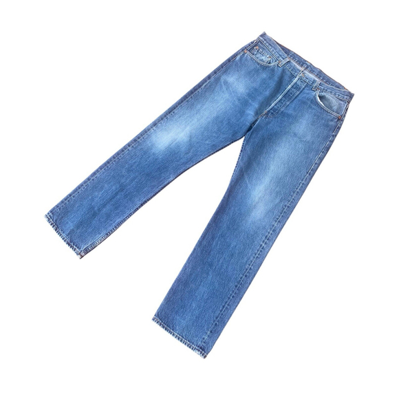 Vintage 80s 90s Levi’s 501 Blue Button Fly Jeans 525-038 83190-4 Size 36x32”